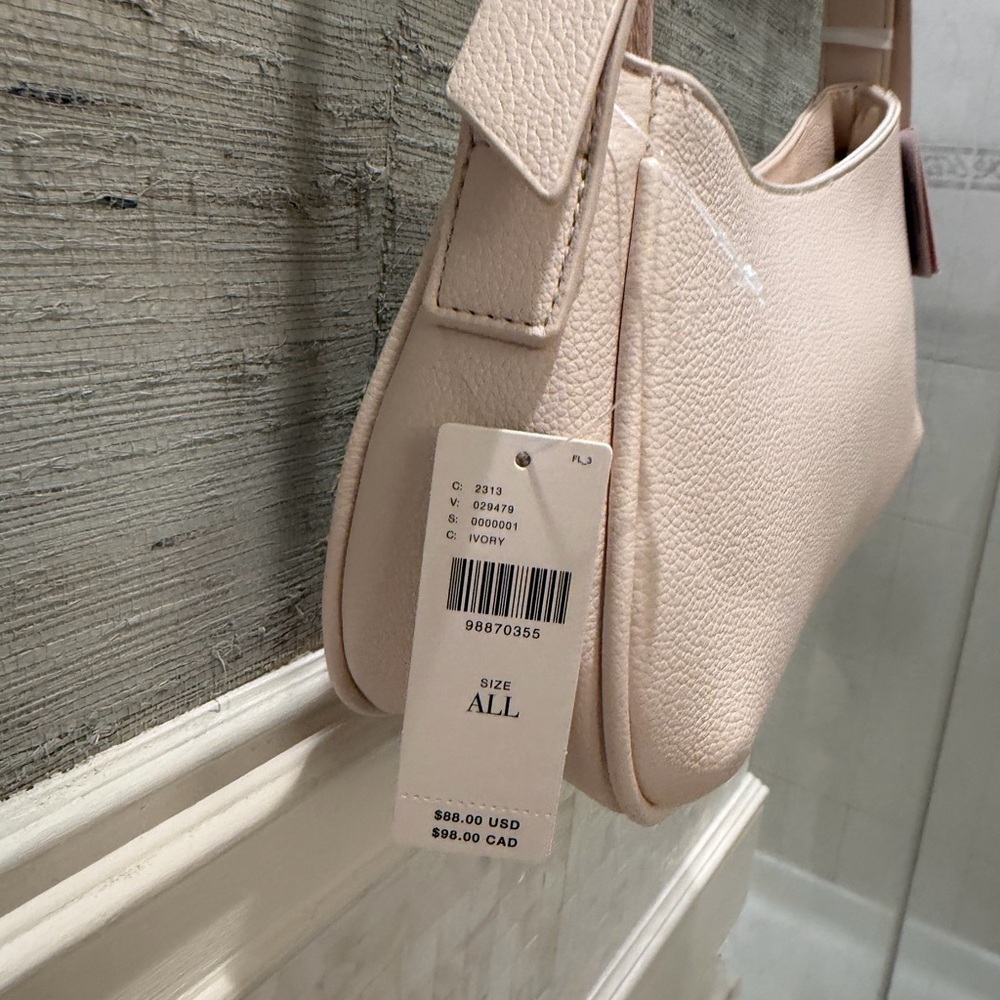 NWT new Anthropologie Mali + Lili Marissa bow shoulder bag cream faux leather - Picture 7 of 17